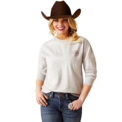 Ariat Womens Heather Grey True West Oversized Long Sleeve Tee