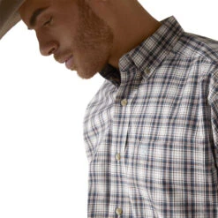 Ariat Mens White Plaid Gradon Pro Series Long Sleeve Shirts -Moda Mix Shop P2769570 3 56142.1692303868