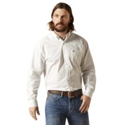 Ariat Mens White Saul Classic Casual Long Sleeve Western Shirt