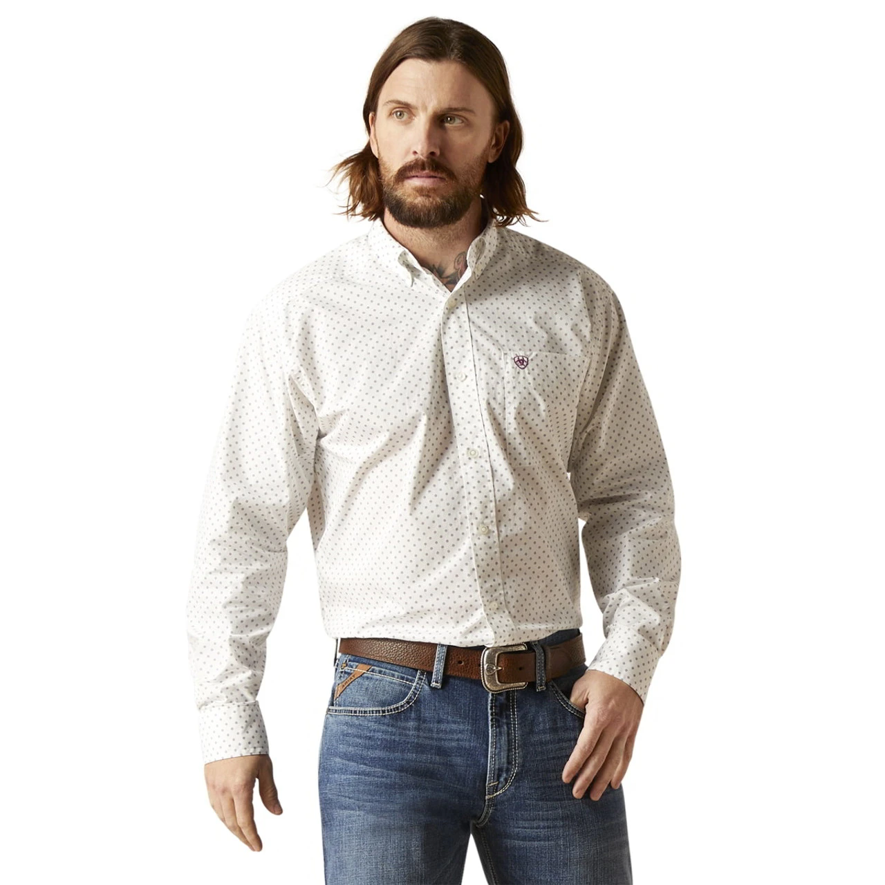Ariat Mens White Saul Classic Casual Long Sleeve Western Shirt 1 Ariat Mens White Saul Classic Casual Long Sleeve Western Shirt