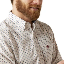 Ariat Mens White Sand Longhorn Print Wrinkle Free Casual Kashton Fitted Long Sleeve Shirt -Moda Mix Shop P2769980 4 24479.1692304376