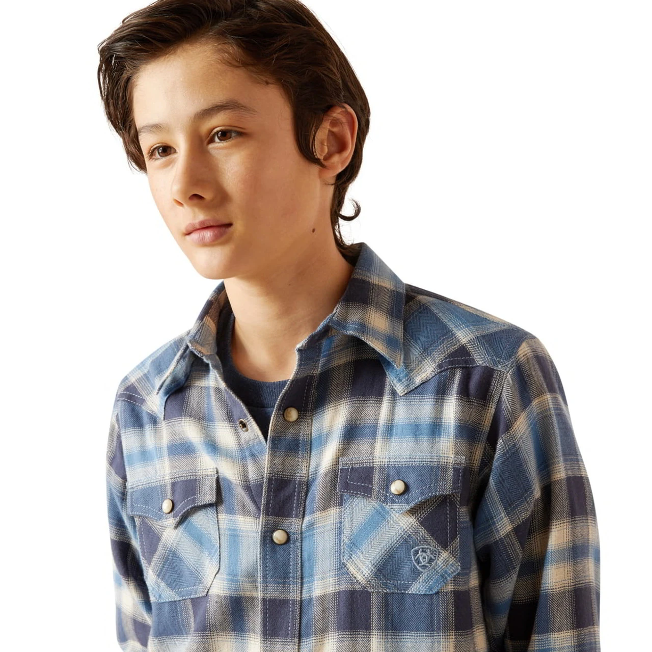 Ariat Boys Charcoal Grey Retro Hoyt Long Sleeve Shirt 2 Ariat Boys Charcoal Grey Retro Hoyt Long Sleeve Shirt - Image 2