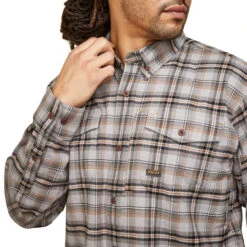 Ariat Mens Alloy Plaid Rebar Flannel DuraStretch Long Sleeve Work Shirt -Moda Mix Shop P2771940 3 49954.1692304476