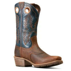 Ariat Men's Blue/Brown Hybrid Roughstock Square Toe Cowboy Boot