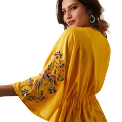 Ariat Womens Rodeo Chica Yellow Carmen Top -Moda Mix Shop P2791410 3 27225.1675716279