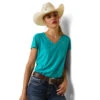Ariat Womens Viridian Green Laguna Performance Short Sleeve Top