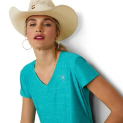 Ariat Womens Viridian Green Laguna Performance Short Sleeve Top -Moda Mix Shop P2791470 3 26159.1675716476
