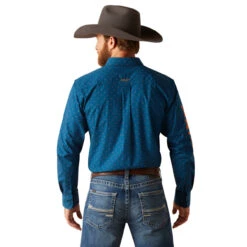 Ariat Men's Blue Team Clarence Fitted Long Sleeve Shirt -Moda Mix Shop P2793225 4 24806.1697043081
