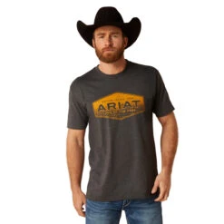 Ariat Men's Charcoal Heather Quadrangle Short Sleeve T-Shirt