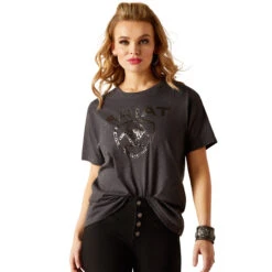 Ariat Womens Black Heather Shield Short Sleeve Tee