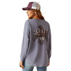 Ariat Womens Folkstone Grey Thunderbird Long Sleeve Tee -Moda Mix Shop P2796390 4 39445.1695137736