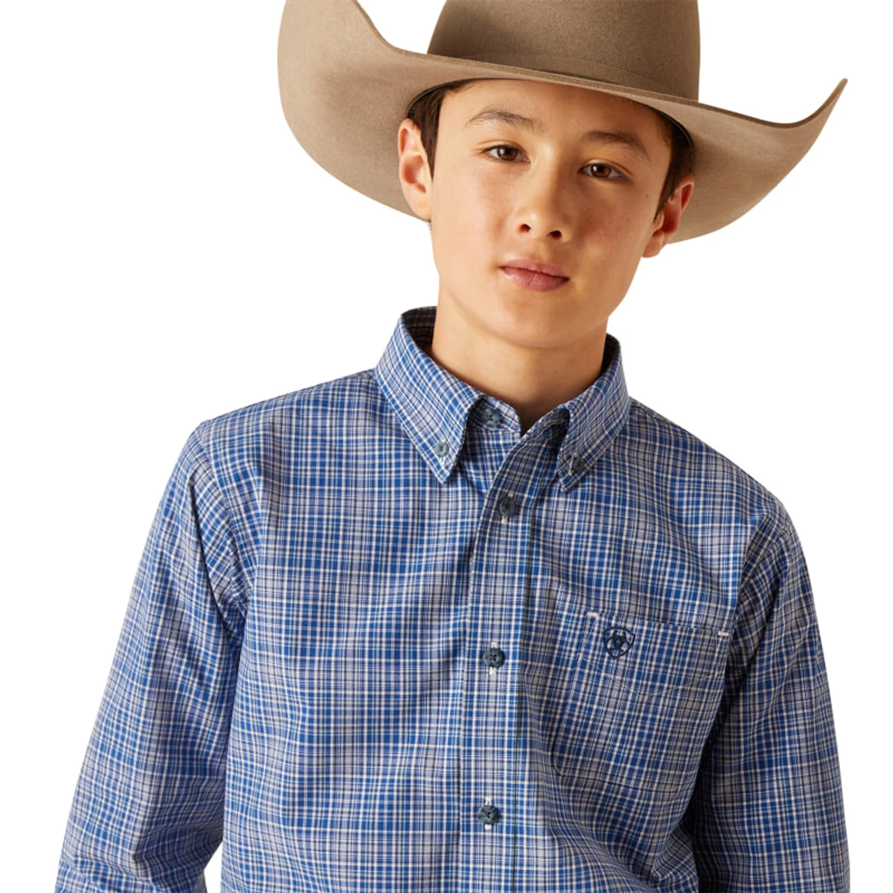 Ariat Boy's Blue Pro Series Pitt Classic Fit Long Sleeve Shirt 2 Ariat Boy's Blue Pro Series Pitt Classic Fit Long Sleeve Shirt - Image 2