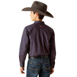 Ariat Boy's Blue Palmer Classic Fit Long Sleeve Shirt -Moda Mix Shop P2796550 3 59003.1697043027