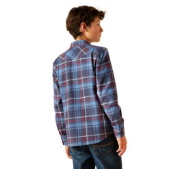Ariat Boy's Indigo Plaid Harim Retro Fit Long Sleeve Shirt -Moda Mix Shop P2796575 3 13241.1697043063