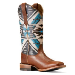 Ariat Womens Rio Arriba Turquoise & Dark Chocolate Frontier Chimayo Wide Square Toe Boots -Moda Mix Shop P2797350 3 60203.1692304291