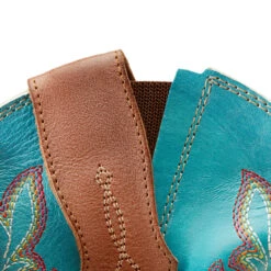 Ariat Women's Blue/Brown Round Up Wide Square Toe Stretch Fit Western Boot -Moda Mix Shop P2797575 5 40471.1697043011