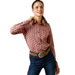 Ariat Womens Red River Geo Print Kirby Stretch Long Sleeve Shirt